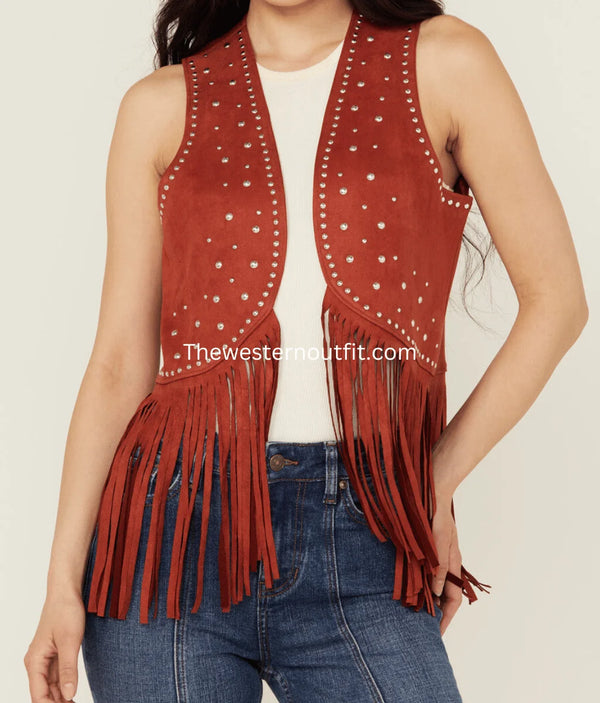 Rock & Roll Denim Women's Faux Suede Fringe Vest