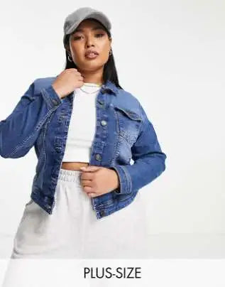 Women Denim Jacket in Mid Blue Color