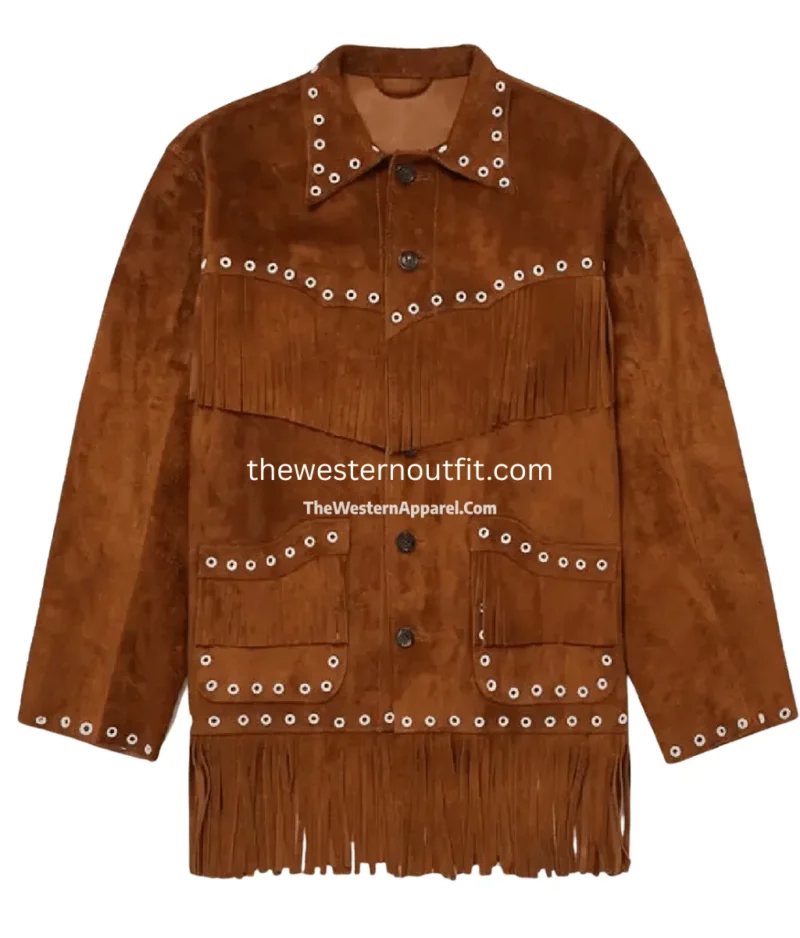 Men’s Fringed Brown Suede Leather
