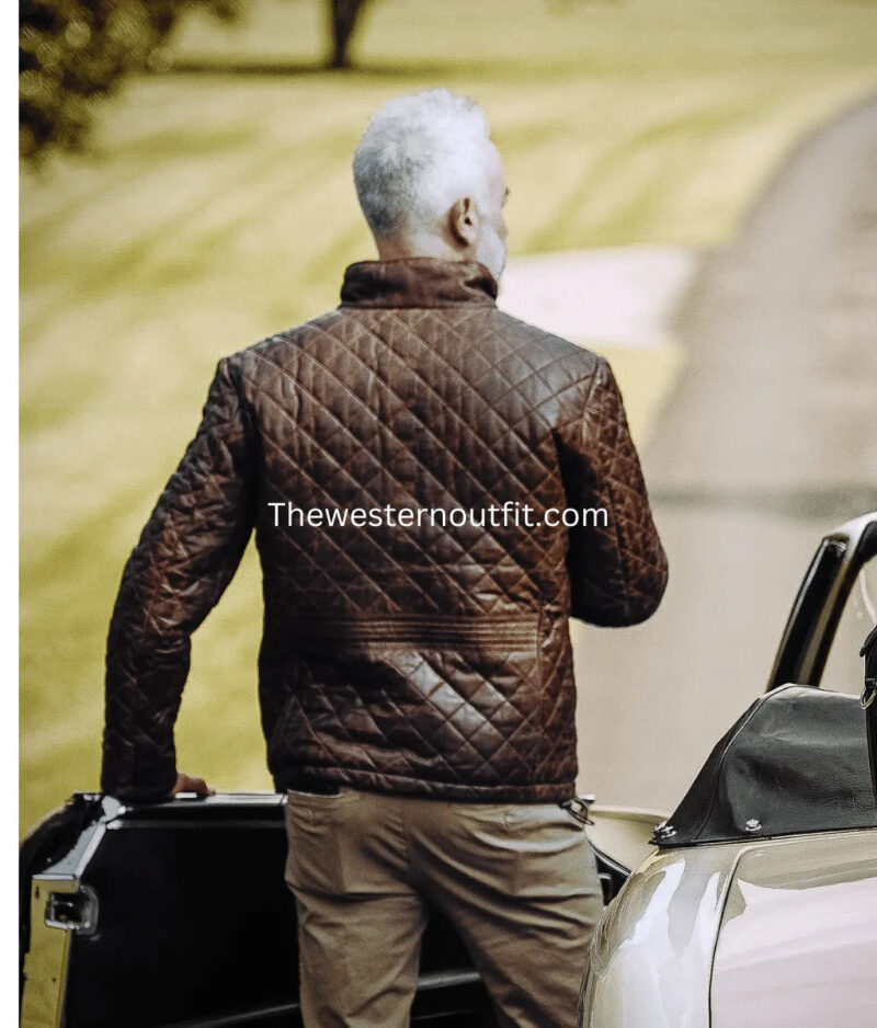 Highlands Quilted Mens Brown Leather Jacket - Image 11