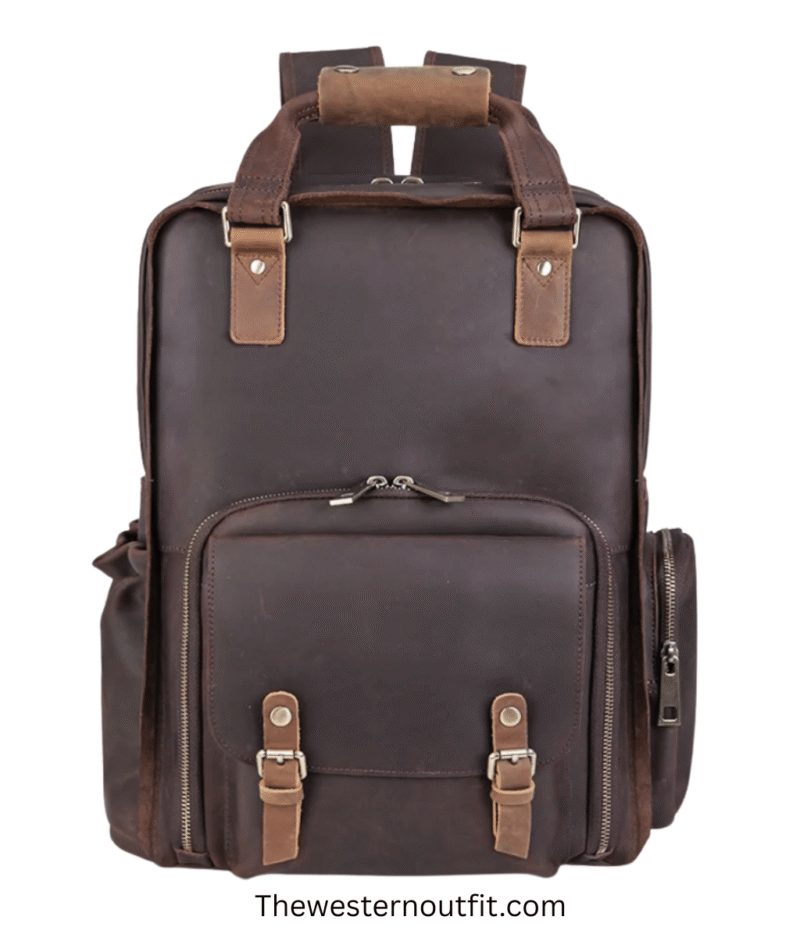 The Gaetano Leather Backpack Camera Bag with Tripod Holder