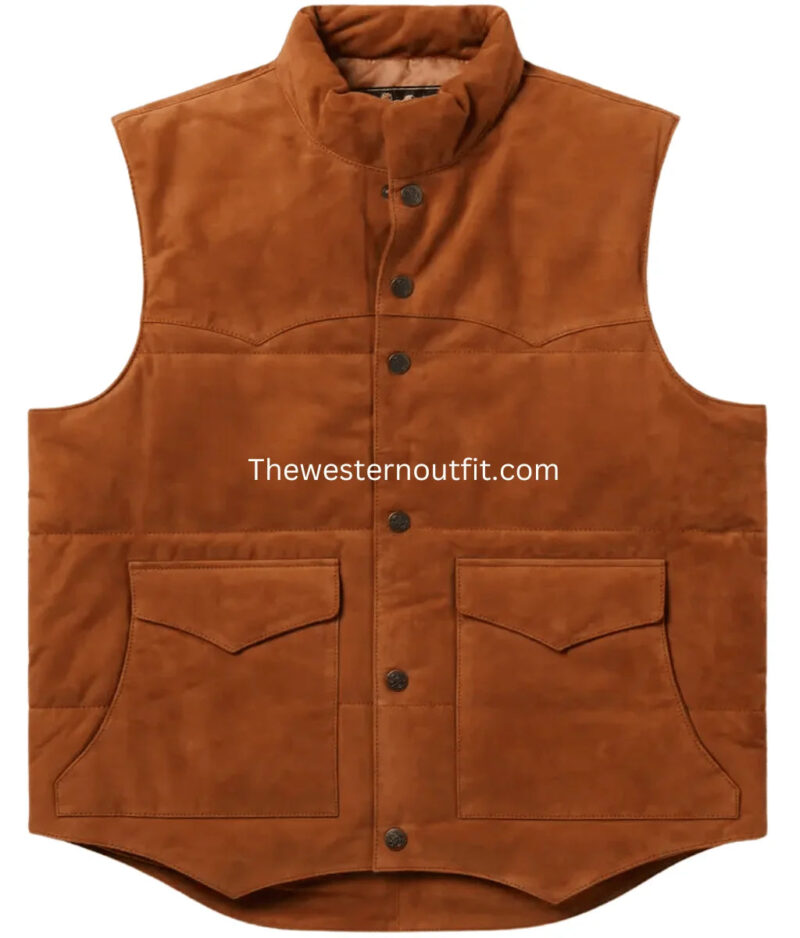 Men’s Suede Western Leather Vest - Image 2