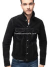 Scout Men’s Black Suede Leather Trucker Jacket