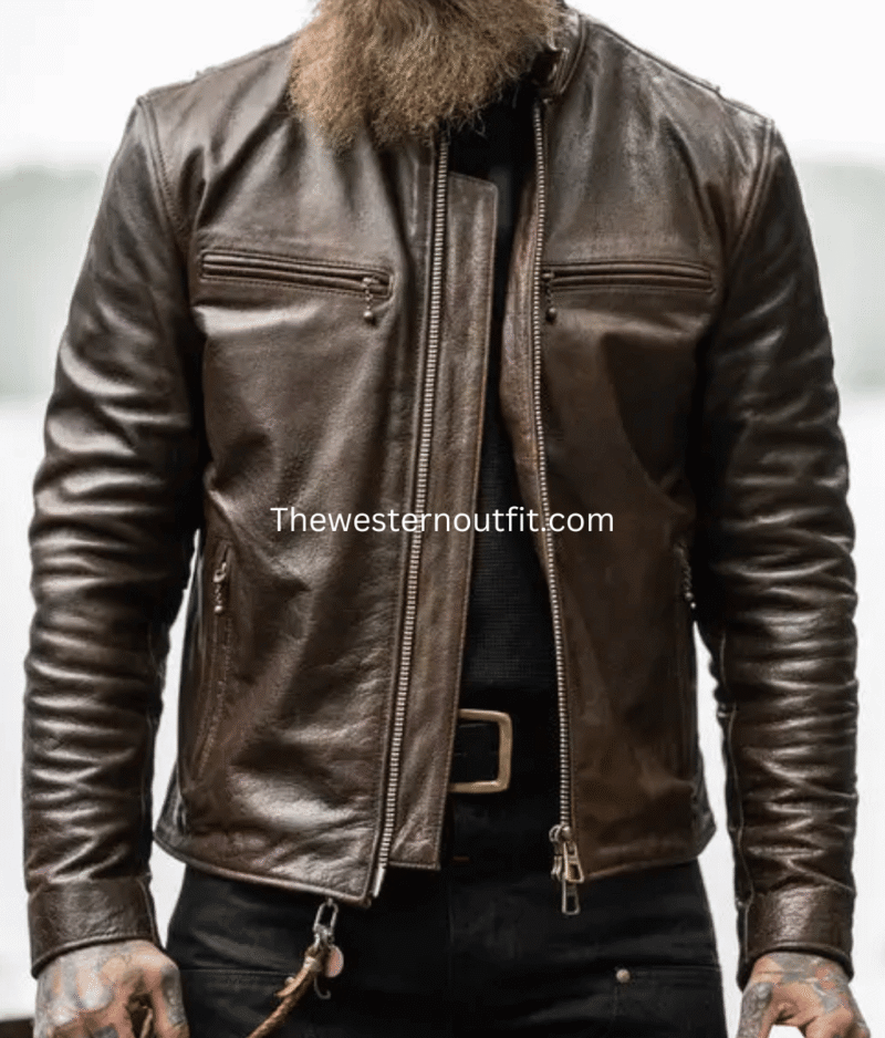 Bandera Edition Brown Leather Rider Jacket for Men
