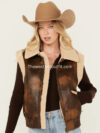 Women’s Faux Leather Aviator Sherpa Vest