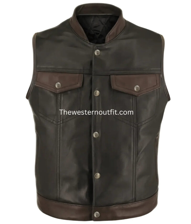 Men’s Classic Two Tone Western Leather Vest