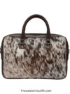 Cowhide Leather Brown/white Laptop Messenger Bag