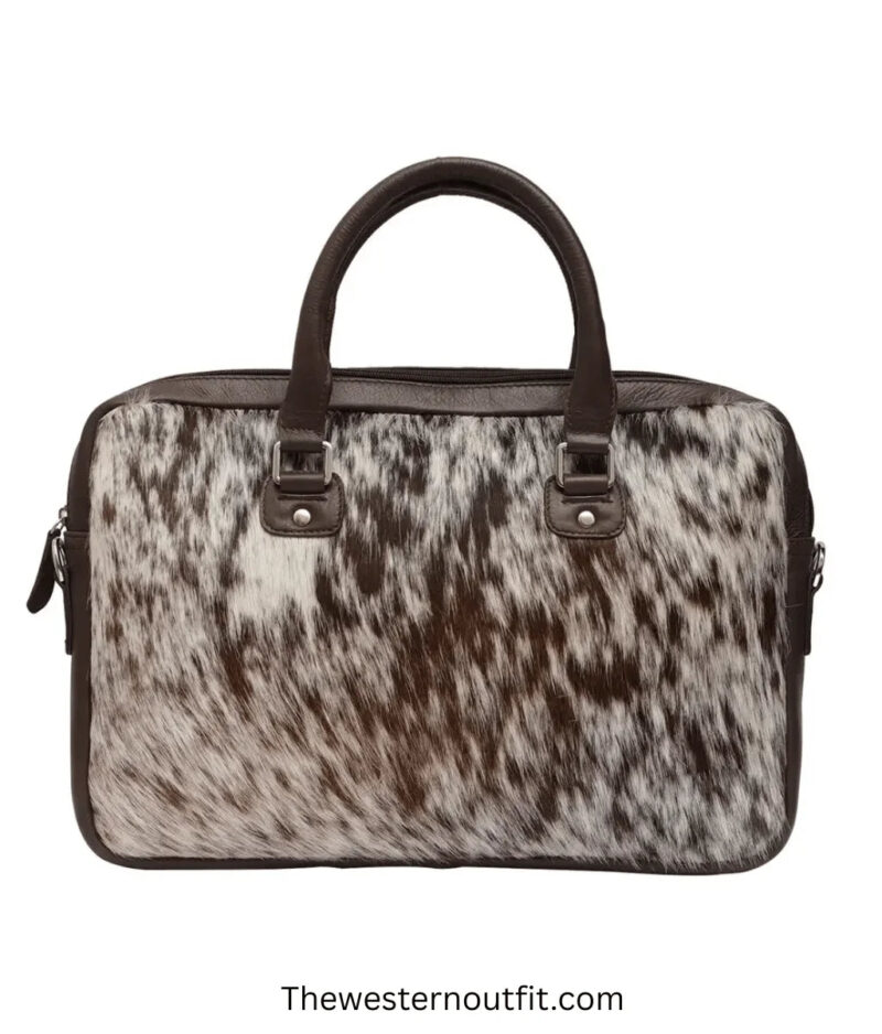 Cowhide Leather Brown/white Laptop Messenger Bag