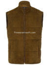 Men’s Western Design Suede Leather Vest Puffer Style