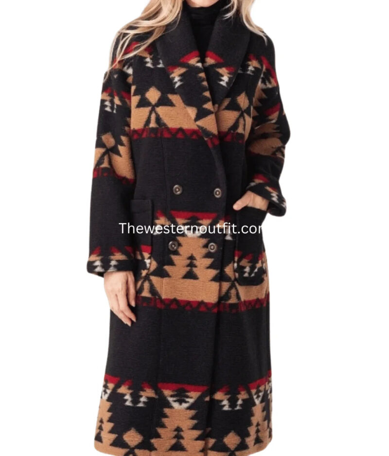 Yellowstone S05 Beth Dutton Black Printed Coat