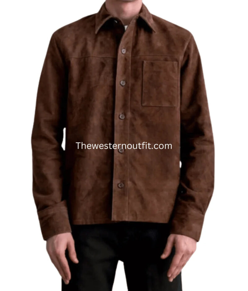 Xavier Mocha Suede Leather Shirt