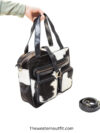 Cowhide Black And White Leather Messenger Bag