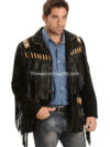 Scully Men's Bone Beaded Fringe Leather Jacket