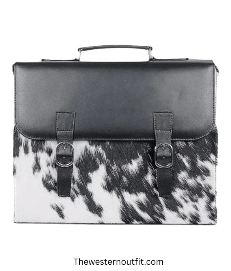 Cowhide Black Laptop Leather Briefcase Bag