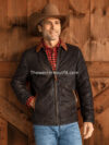 Men’s Hickory Quilted Dark Brown Waxed Suede Leather Jacket