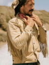 Classic Gold Bison Suede Western Fringe Jacket