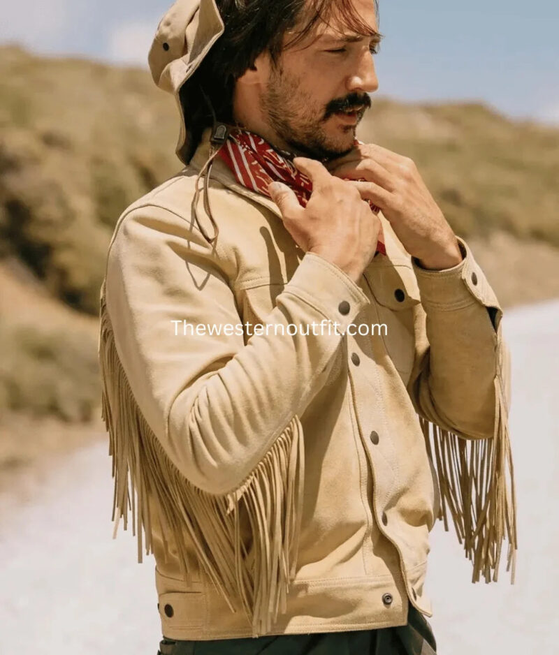 Classic Gold Bison Suede Western Fringe Jacket