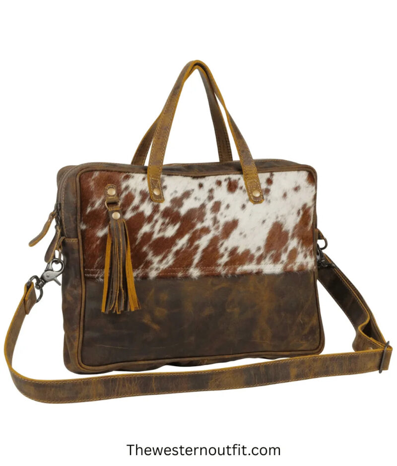 Cowhide Dessert Brown Laptop Messenger Leather Bag