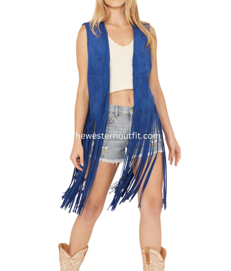 Fornia Women's Faux Suede Fringe Vest