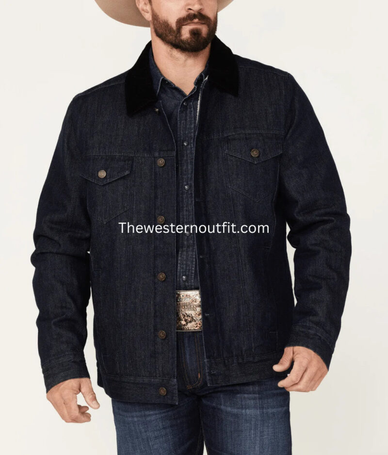 The Giant Style Men’s Dark Wash Sherpa Cord Denim Jacket