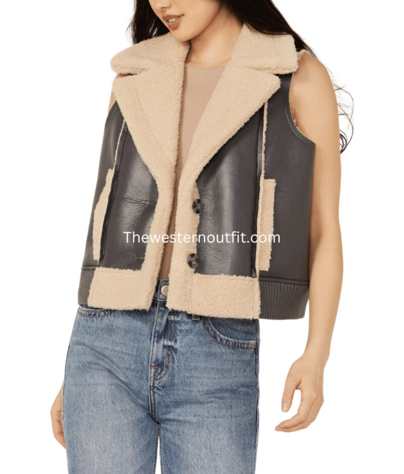 Women's Charles Sherpa Bonded Faux Leather Vest