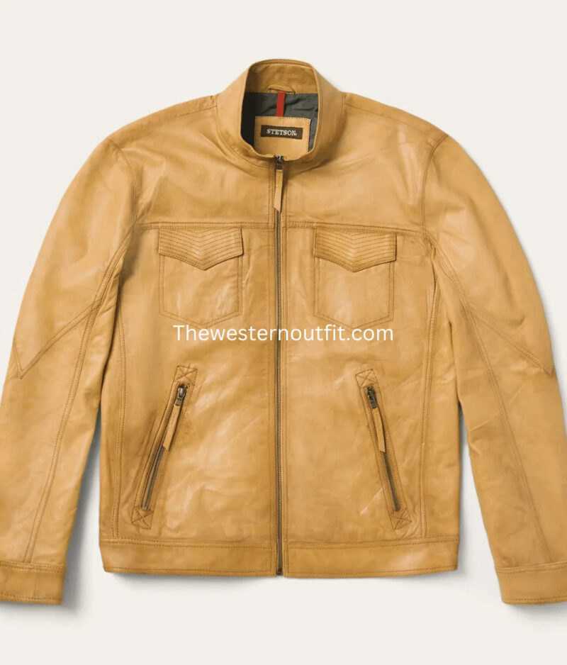 Camel Brown Real Leather Jacket for Men - Image 2