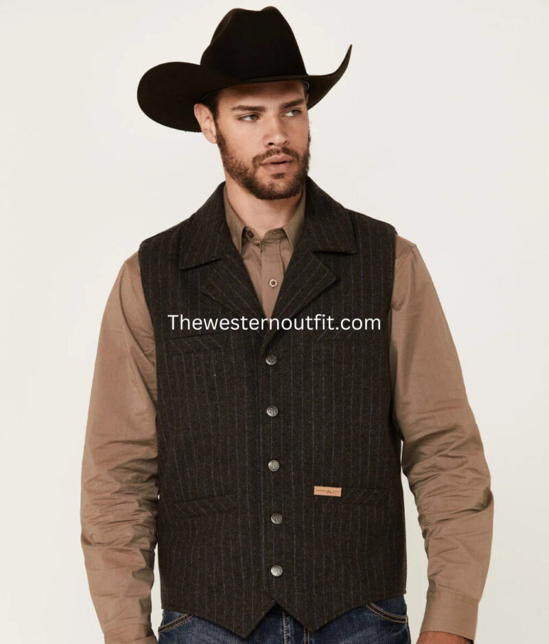 Powder River Montana Striped Wool Vest For Men