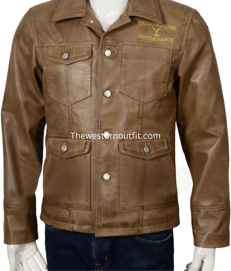 Ryan Brown Leather Jacket Ian Bohen - Image 4