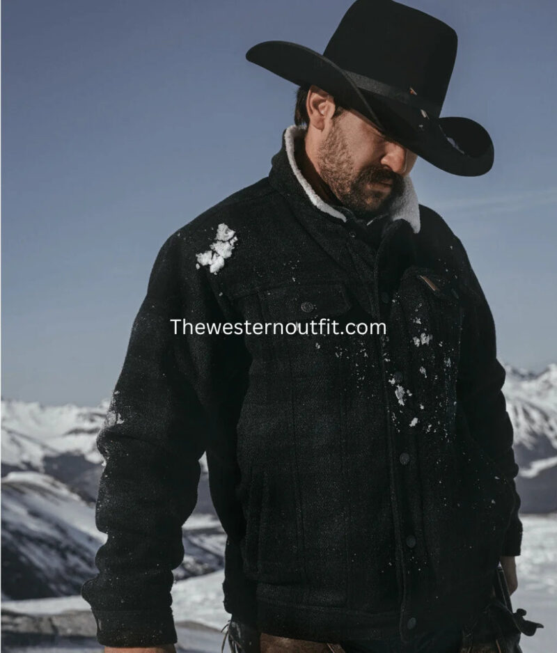 Cinch Men's Solid Sherpa-Lined CC Snap Wool Trucker Jacket