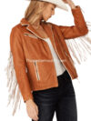 Women’s Birchwood Fringe Tan Leather Jacket