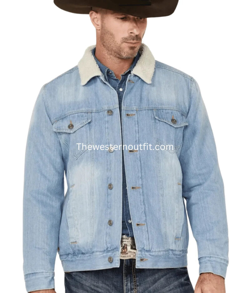 Herdsman Sherpa Lined Light Wash Denim Jacket