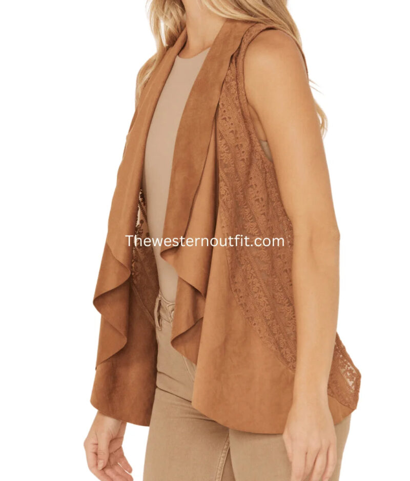 Shyanne Women's Cascade Lace Faux Suede Vest - Image 2