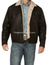 Men’s Alberto Brown Leather Jacket with Sherpa Lining