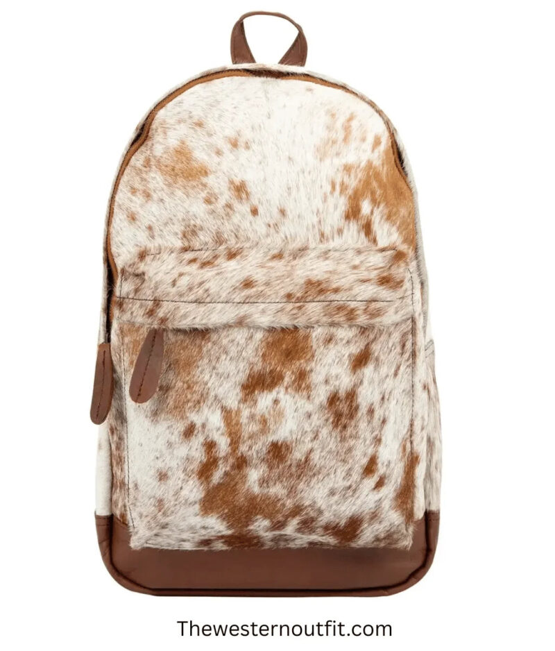 Western Cowhide Brown/White Laptop Leather Backpack
