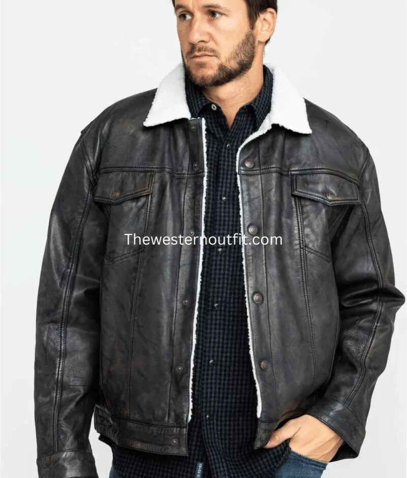 Sherpa Lined Conceal Carry Leather Jacket for Men