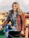 Women’s Waxed Suede Brown Leather Jacket