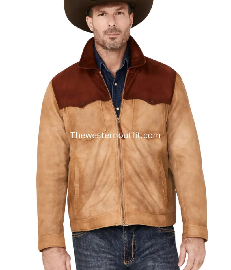 Men’s Burnished Suede Color Block Jacket