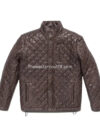 Highlands Quilted Mens Brown Leather Jacket