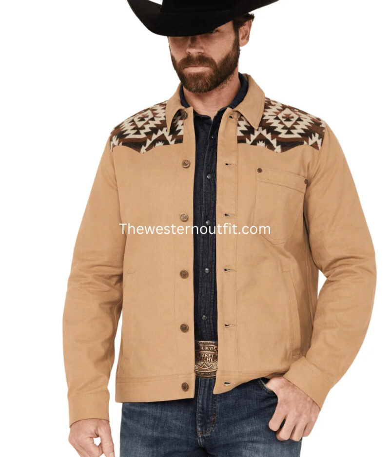 Men's Southwestern Print Canvas Button Jacket