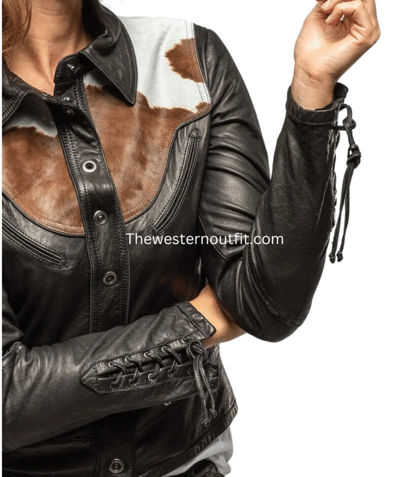 Cowhide Women’s Black Leather Jacket - Image 5