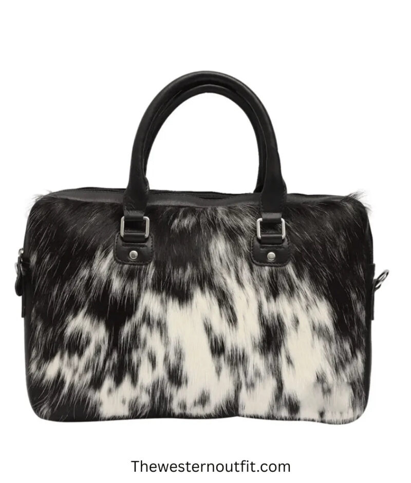 Cowhide Leather Black And White Laptop Bag