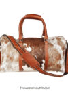 Hair Cowhide Leather Weekender Leather Duffel Travel Bag