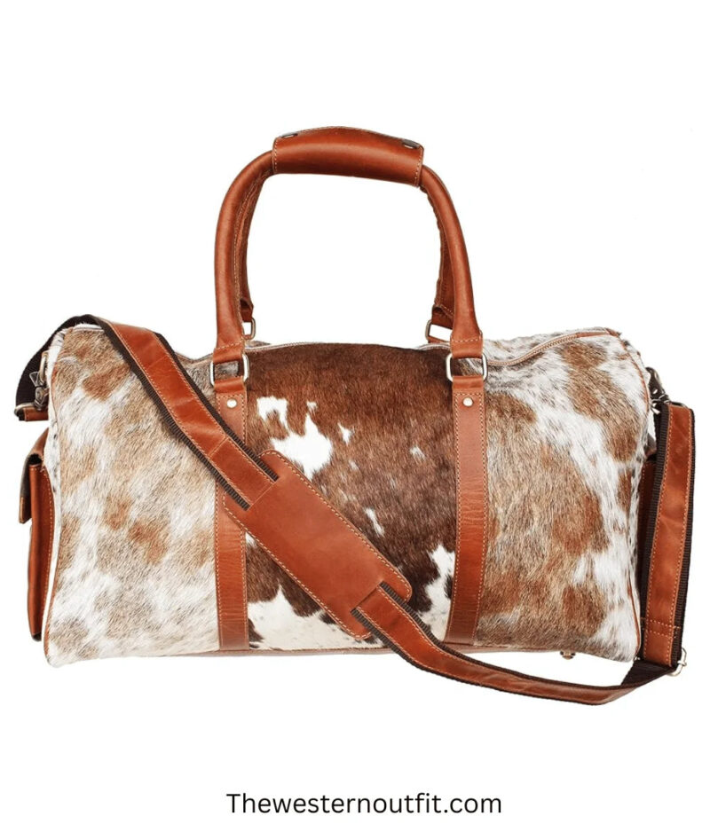 Hair Cowhide Leather Weekender Leather Duffel Travel Bag