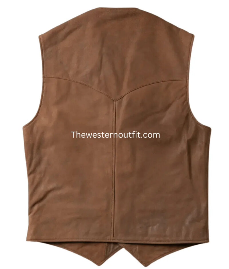 Men’s Classic Western Brown Leather Vest - Image 3