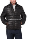 Black Leather Puffer Jacket for Men – Cozy Jacket