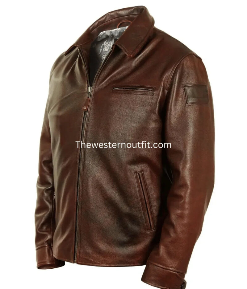 Women’s Stone Western Brown Leather Jacket - Image 2