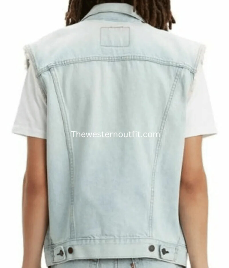 Mens Trucker Denim Light Blue Vest - Image 2