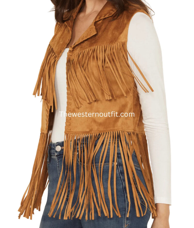 Women's Festival Fringe Faux Suede Vest - Image 3