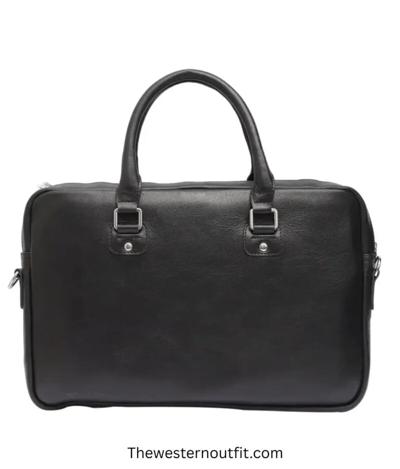 Cowhide Leather Black And White Laptop Bag - Image 4