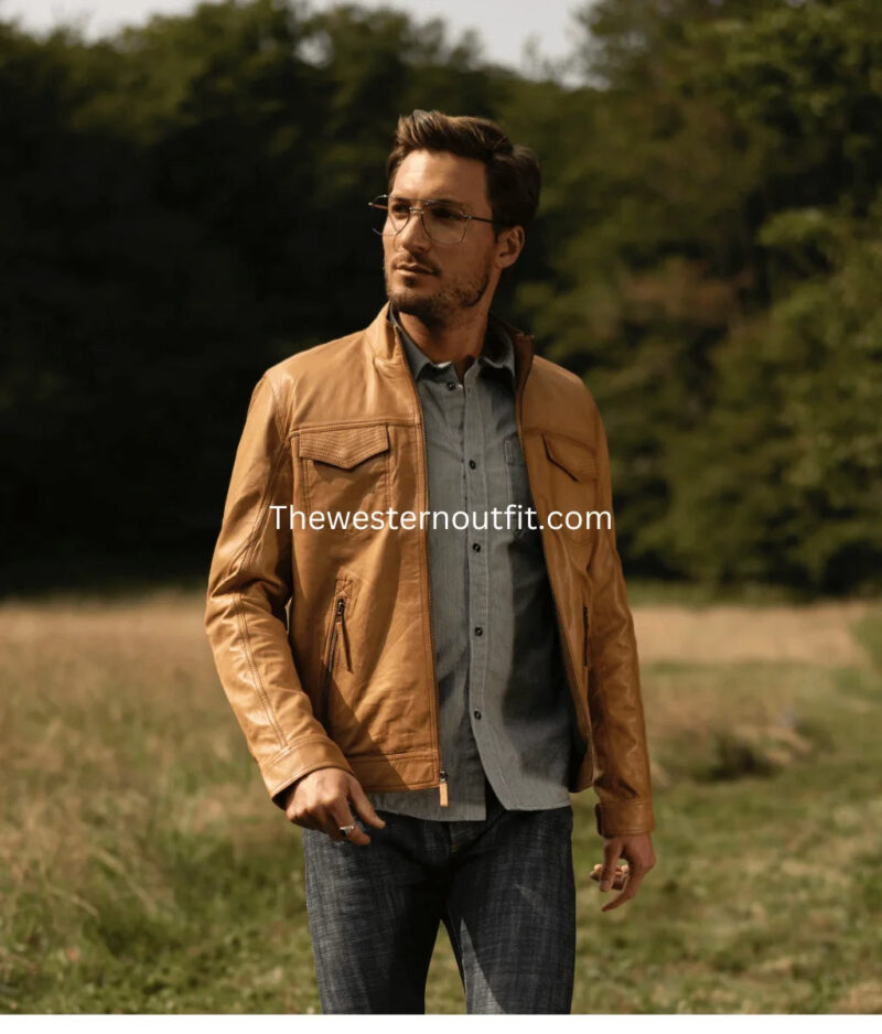 Camel Brown Real Leather Jacket for Men